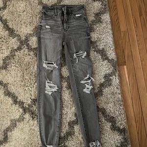 grey american eagle super high rise jeggings
